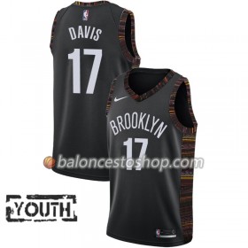 Camiseta Niños NBA Brooklyn Nets Ed Davis 17 2018-19 Nike City Edition Negro Swingman